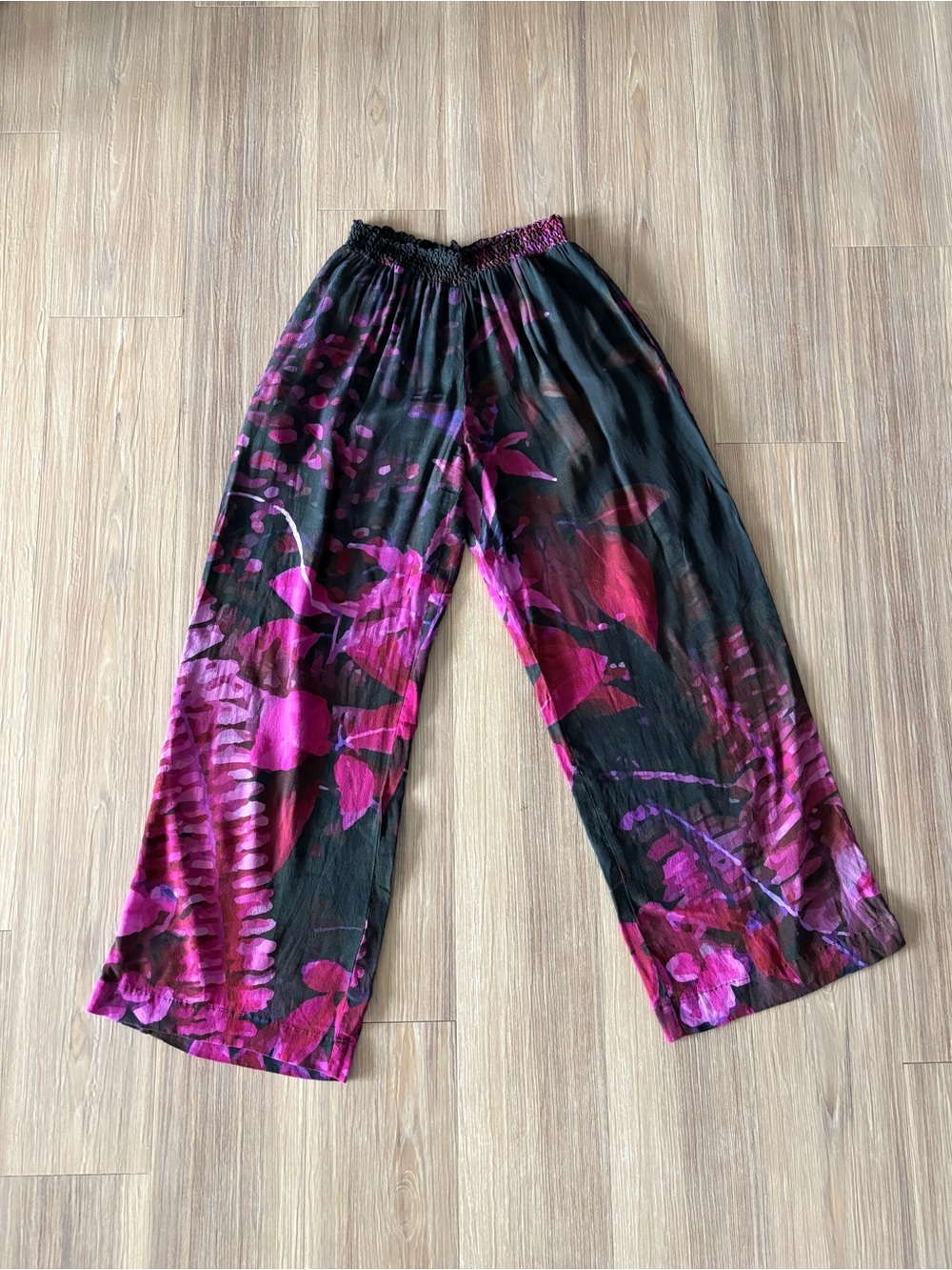 The Kit Pants Black Purple Floral Crop Wide Leg Women S Whimsigoth Boho Artsy